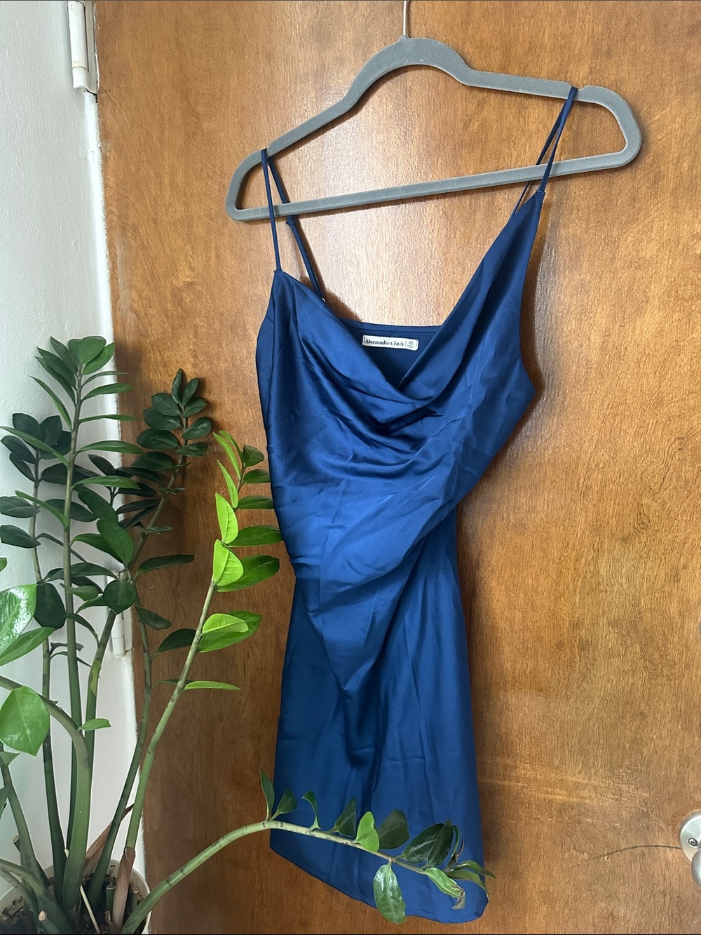 Abercrombie & Fitch Cowl Slip Dress - Navy Blue